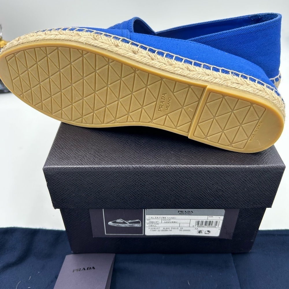 Women's Prada triangle logo canvas espadrille size 7, made in Italy - Picture 6 of 8